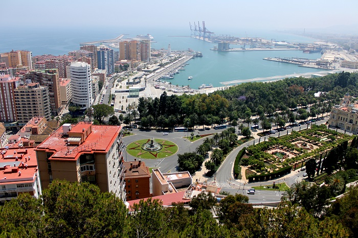 Malaga's muelle from Gibralfaro fortress